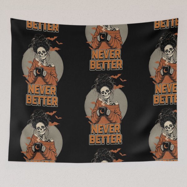 Item preview, Never Better Messy Bun Skeleton Halloween designed and sold by tellia-kallisto.