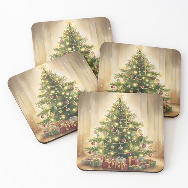 Item preview, Holiday Christmas Tree Watercolor Scene designed and sold by homydesign.