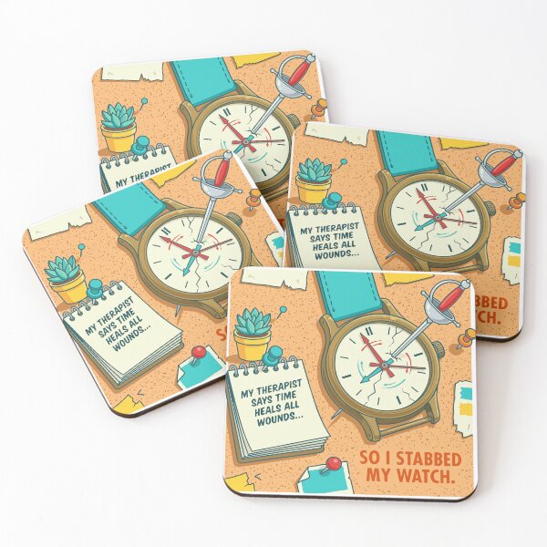 Item preview, Time Heals All Wounds… So I Stabbed My Watch – Dark Humor designed and sold by Uglyandcute.