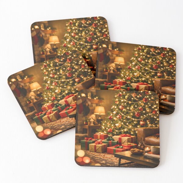 Item preview, Cozy living room with decorated Christmas tree and gifts designed and sold by homydesign.