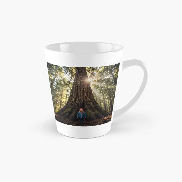 Item preview, Small child standing before a massive redwood tree in a sunlit forest designed and sold by homydesign.