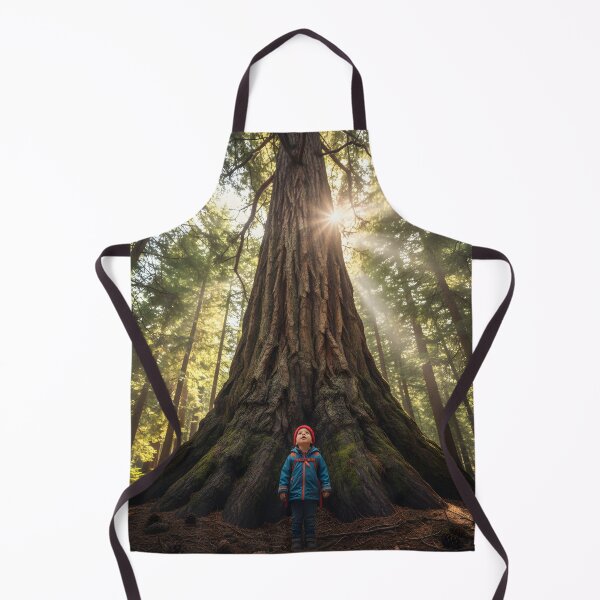 Item preview, Small child standing before a massive redwood tree in a sunlit forest designed and sold by homydesign.