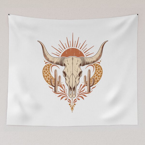 Item preview, Cow Skull Desert Boho Western Illustration designed and sold by Trailember.