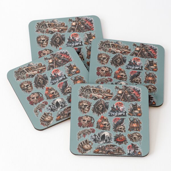 Item preview, Hardcore Horror Skull Biker Post Apocalyptic Sticker Sheet designed and sold by CalineczkaStudio.