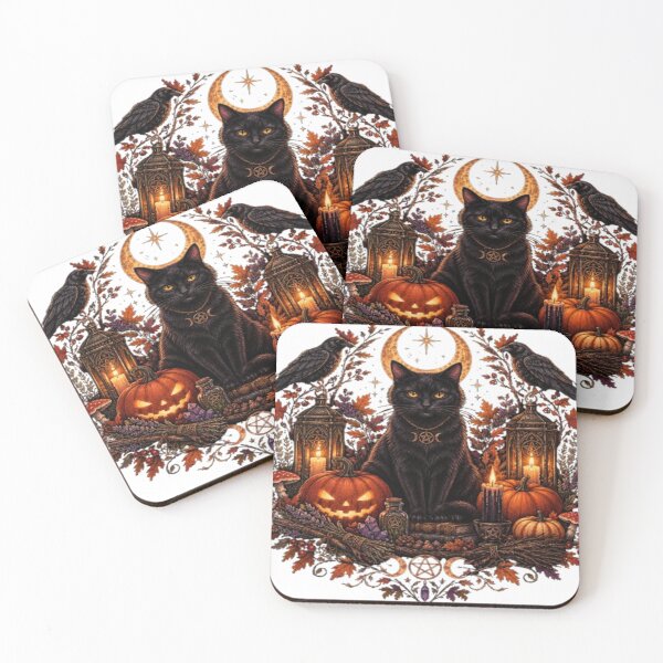 Item preview, Samhain Black Cat – Witchy Gothic Halloween and Celtic Moon Art designed and sold by Art for your Soul.