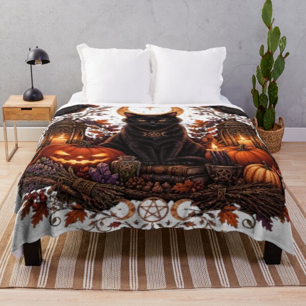 Artikelvorschau, Samhain Black Cat – Witchy Gothic Halloween and Celtic Moon Art entworfen und verkauft von Art for your Soul.