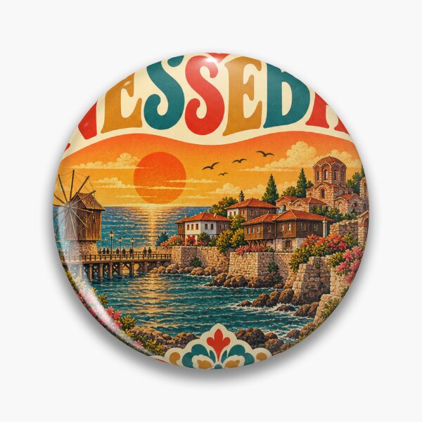 Item preview, Vintage Nessebar Heart - Retro Bulgaria Travel Souvenir designed and sold by VisualArtsOasis.
