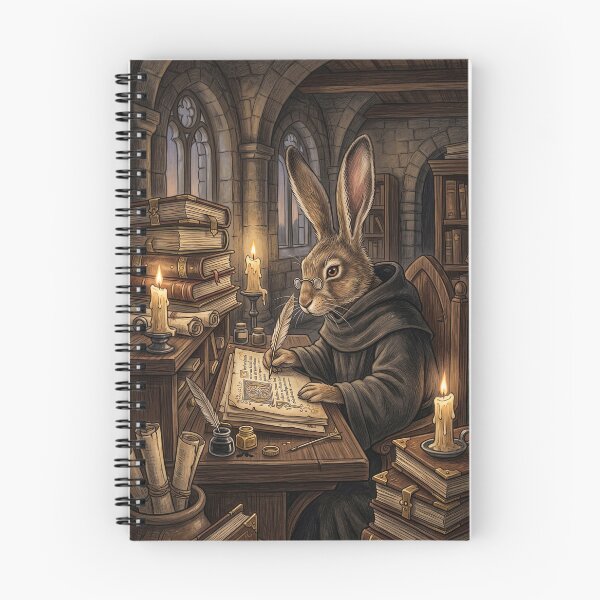 Item preview, Hare Scribe in Ancient Scriptorium - Dark Academia Storybook Notebook designed and sold by MissoStudio.