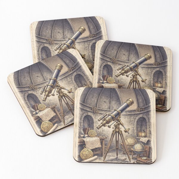Item preview, Antique Brass Telescope Observatory - Vintage Astronomy Notebook designed and sold by MissoStudio.