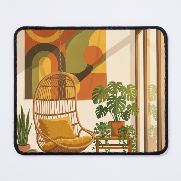 Item preview, Mid Century Modern Sunroom Lounge - Retro Aesthetic Bauhaus Print designed and sold by MissoStudio.
