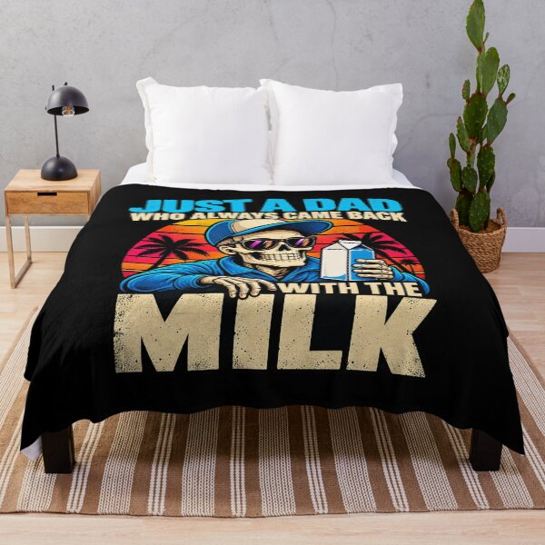 Aperçu de l'œuvre Just a Dad Who Always Came Back with the Milk – Funny Skeleton Dad Retro Vintage Design créée et vendue par GhoulishGaze.