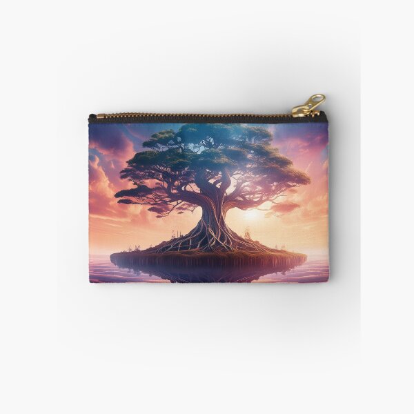 Item preview, A majestic tree atop a floating island with vibrant colors under a sunrise sky designed and sold by homydesign.