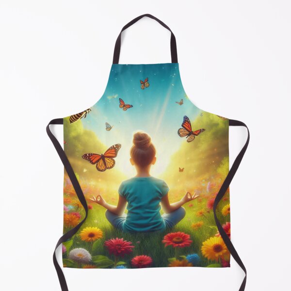 Item preview, A child meditates in a vibrant meadow with butterflies and a bee designed and sold by homydesign.