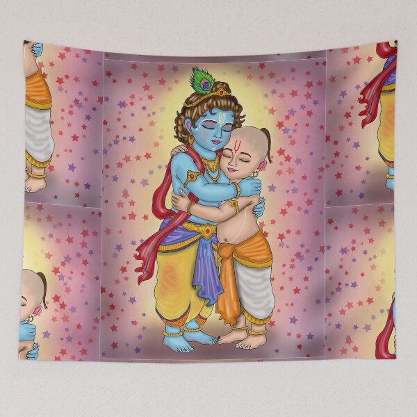 Item preview, Krishna Sudama Digital Drawing | Hindu Friendship and Devotional Art designed and sold by Harshit_Digital_Arts.