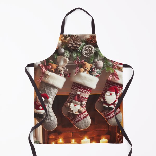 Item preview, Christmas stockings filled with gifts hang above a fireplace designed and sold by homydesign.