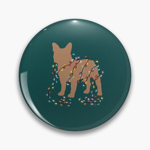 Item preview, Frenchie and Christmas lights green designed and sold by Ana Gorozpe.