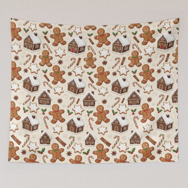 Aperçu de l'œuvre Cozy Christmas Gingerbread Cookies Seamless Pattern créée et vendue par wallpapersarts.