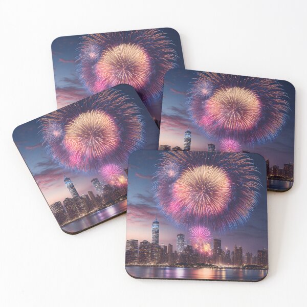 Item preview, A colorful fireworks display explodes over a city skyline designed and sold by homydesign.