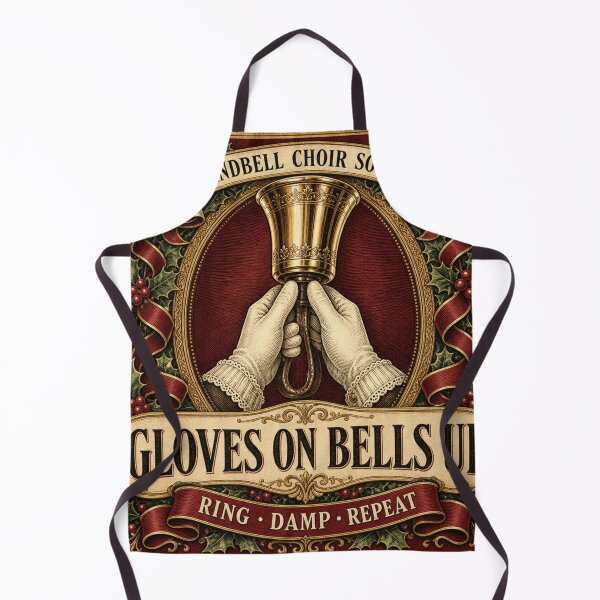 Item preview, Gloves On Bells Up Handbell Ringer Vintage Christmas Badge designed and sold by BoosterShop.
