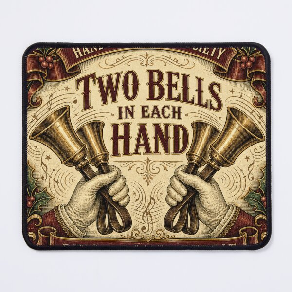 Item preview, Two Bells In Each Hand Handbell Player Technique Emblem designed and sold by BoosterShop.