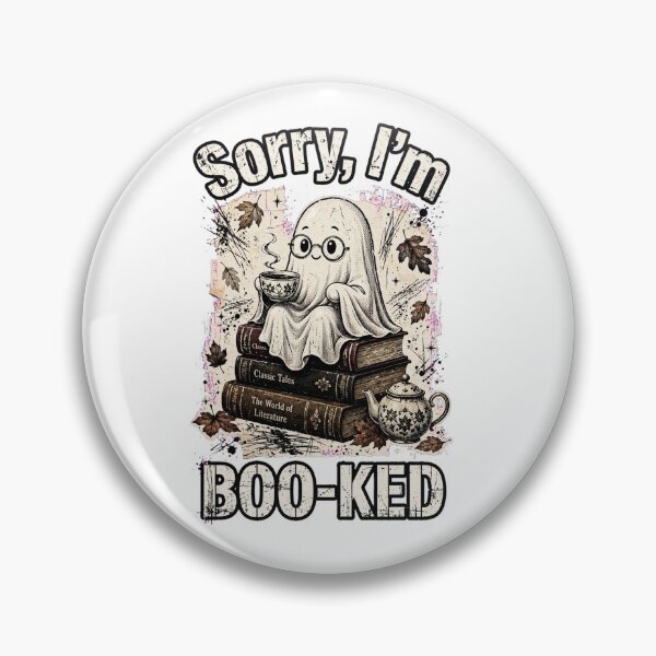 Item preview, Sorry Im Boo-ked Cute Ghost Reading Books Cozy Halloween Book Lover sticker designed and sold by inkfluenceart.