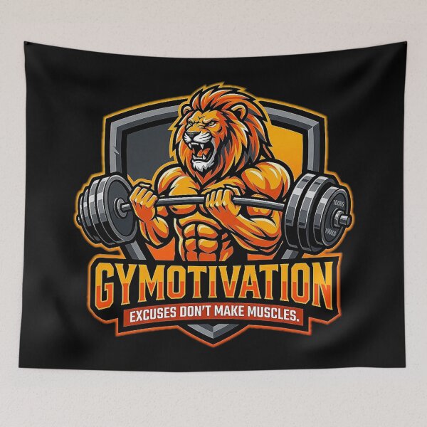 Item preview, Gym Sport Motivational Quotes Logo of an Alpha Lion Bodybuilder |  GYMOTIVATION - EXCUSES DON'T MAKE MUSCLES! designed and sold by Giulivo Store Graphic.