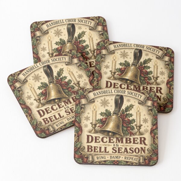 Item preview, December Is Bell Season Christmas Handbells Holly Candles Emblem designed and sold by BoosterShop.