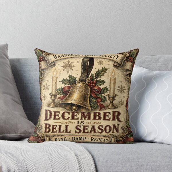 Item preview, December Is Bell Season Christmas Handbells Holly Candles Emblem designed and sold by BoosterShop.