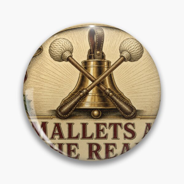 Item preview, Mallets At The Ready Handbell Gift Crossed Mallets Emblem designed and sold by BoosterShop.
