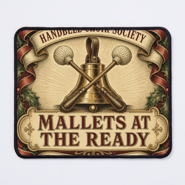 Item preview, Mallets At The Ready Handbell Gift Crossed Mallets Emblem designed and sold by BoosterShop.