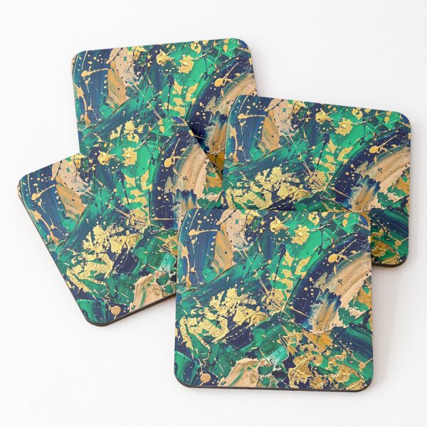 Item preview, Emerald & Gold Impasto Abstract - Modern Acrylic Texture Art designed and sold by Pollock.
