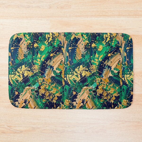 Item preview, Emerald & Gold Impasto Abstract - Modern Acrylic Texture Art designed and sold by Pollock.