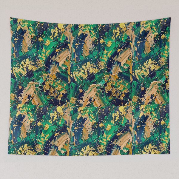 Item preview, Emerald & Gold Impasto Abstract - Modern Acrylic Texture Art designed and sold by Pollock.