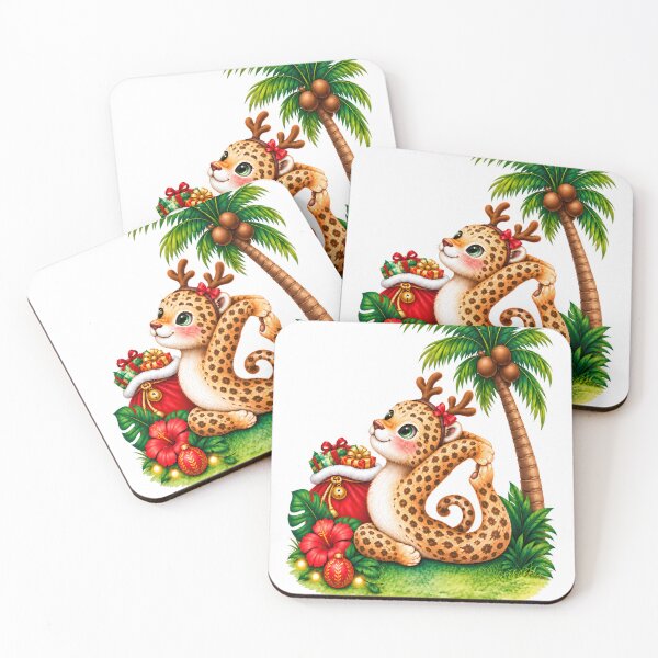 Item preview, Christmas Yoga Jaguar – King Pigeon Pose with Antlers designed and sold by YogiAnimalArt.