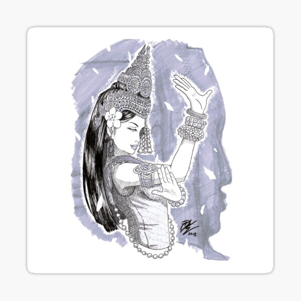 Cambodian Apsara art" Sticker for Sale by PhilsYen