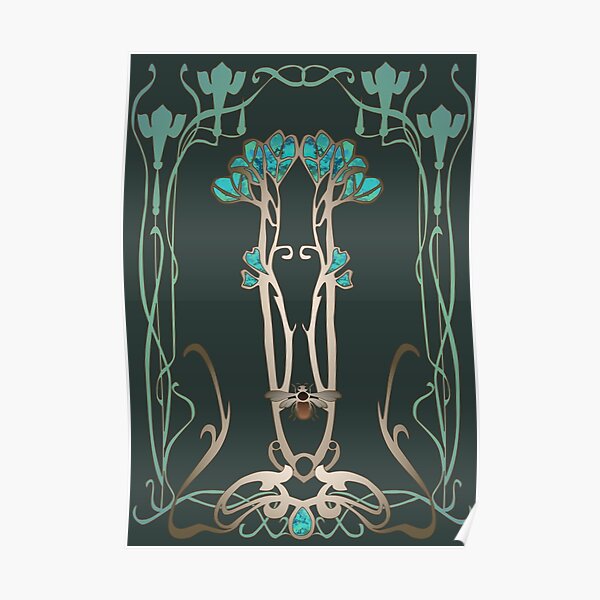 Art Nouveau Garden with Bee Poster