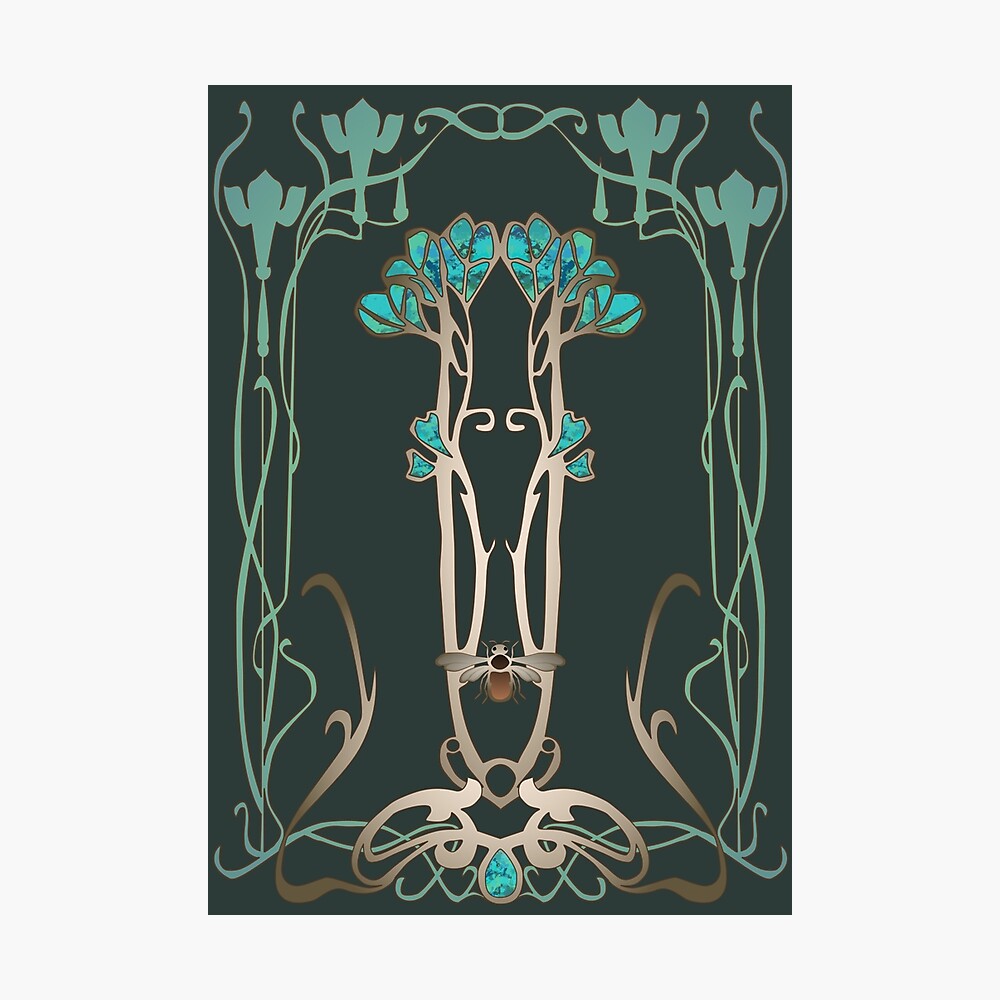 Art Nouveau Garden With Bee Poster By Aakheperure Redbubble