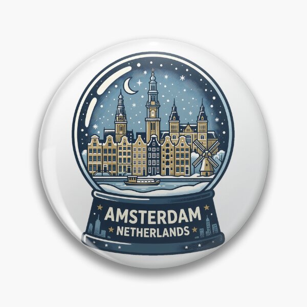 Item preview, Vintage Amsterdam Snow Globe Travel Badge designed and sold by k3rstman1.