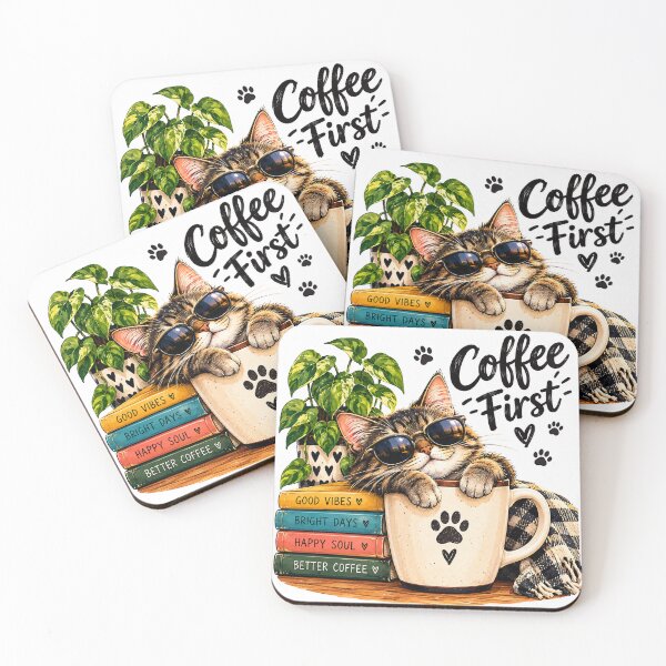 Item preview, Coffee First Cat Lover Mug Art designed and sold by Aziz141.
