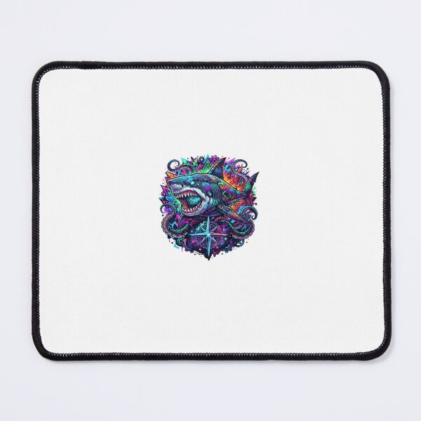 Item preview, Shark Compass Art, Neon Shark with Navigator Star designed and sold by Terra Nova Collective.