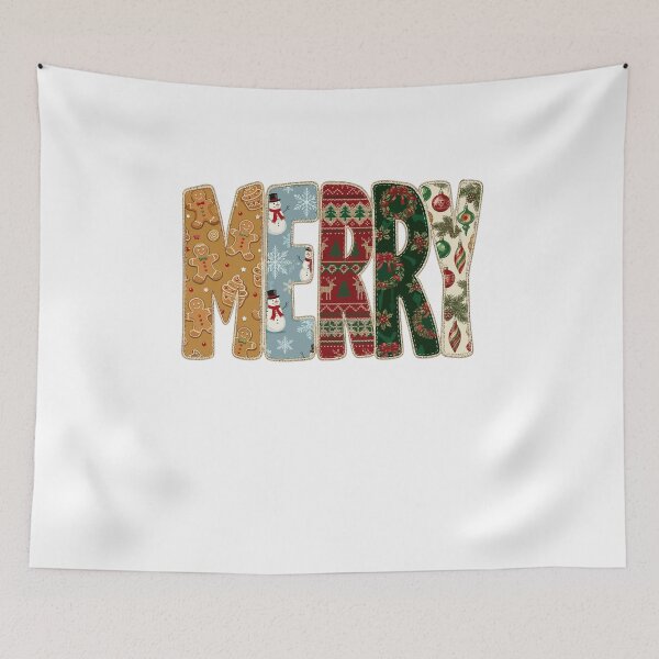 Aperçu de l'œuvre Merry Christmas Vintage Sweater Letters Santa Reindeer Patterns créée et vendue par JOSUQ.
