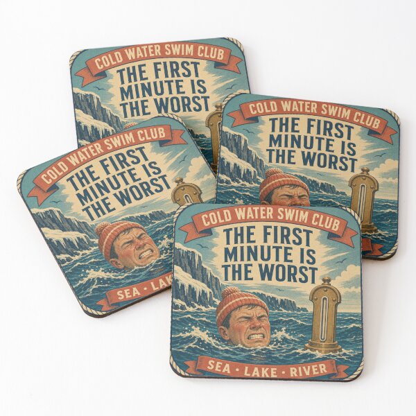 Item preview, The First Minute Is The Worst Cold Water Swimming Retro Badge designed and sold by BoosterShop.