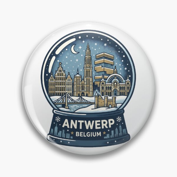 Item preview, Vintage Antwerp Snow Globe Travel Badge designed and sold by k3rstman1.