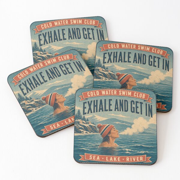 Item preview, Exhale And Get In Cold Water Swimmer Breath Retro Emblem designed and sold by BoosterShop.