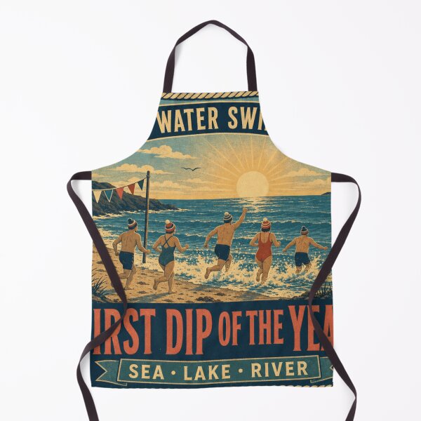 Item preview, First Dip Of The Year New Years Day Swim Retro Seaside Badge designed and sold by BoosterShop.