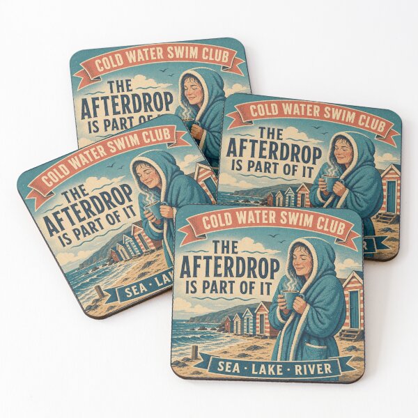 Item preview, The Afterdrop Is Part Of It Winter Swimming Funny Retro Badge designed and sold by BoosterShop.