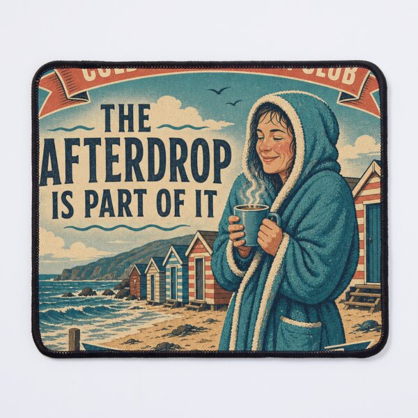 Item preview, The Afterdrop Is Part Of It Winter Swimming Funny Retro Badge designed and sold by BoosterShop.