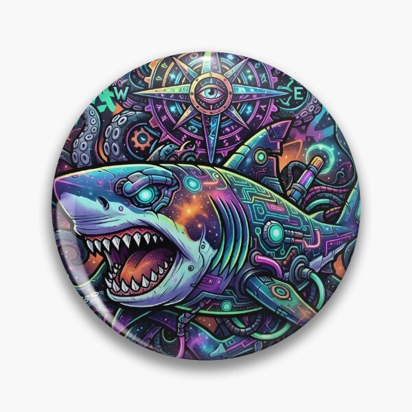 Item preview, Cyberpunk Shark Art, Neon Ocean Predator Design designed and sold by Terra Nova Collective.