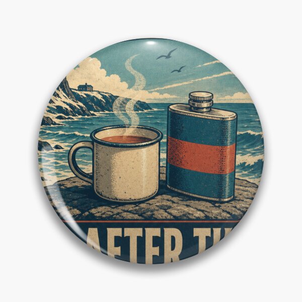 Item preview, Tea After The Dip Sea Dipper Flask And Mug Retro Emblem designed and sold by BoosterShop.