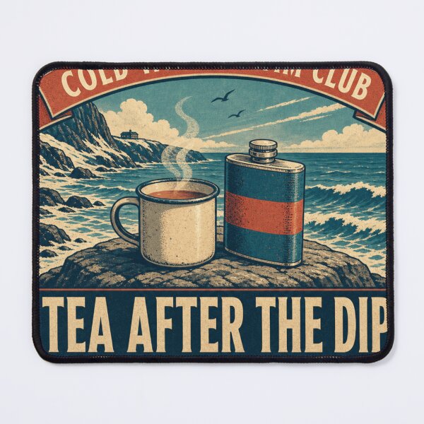 Item preview, Tea After The Dip Sea Dipper Flask And Mug Retro Emblem designed and sold by BoosterShop.